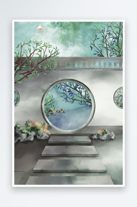 古风山水花鸟风景画装饰画-众图网