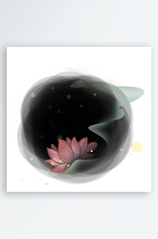 水墨莲花荷花风景画装饰画-众图网