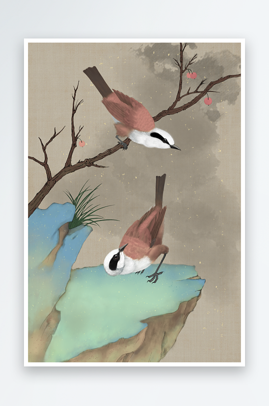 古风山水花鸟装饰画素材-众图网