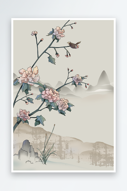 古风山水花鸟装饰画-众图网
