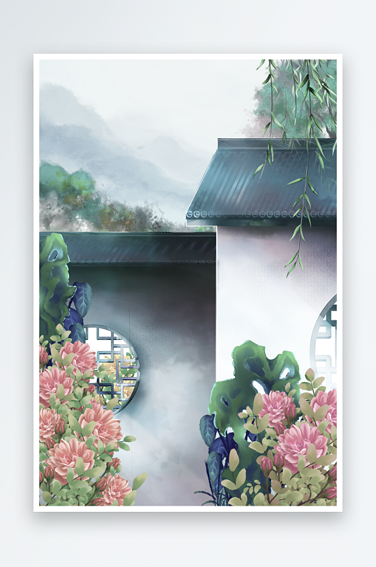 古风山水花鸟装饰画-众图网