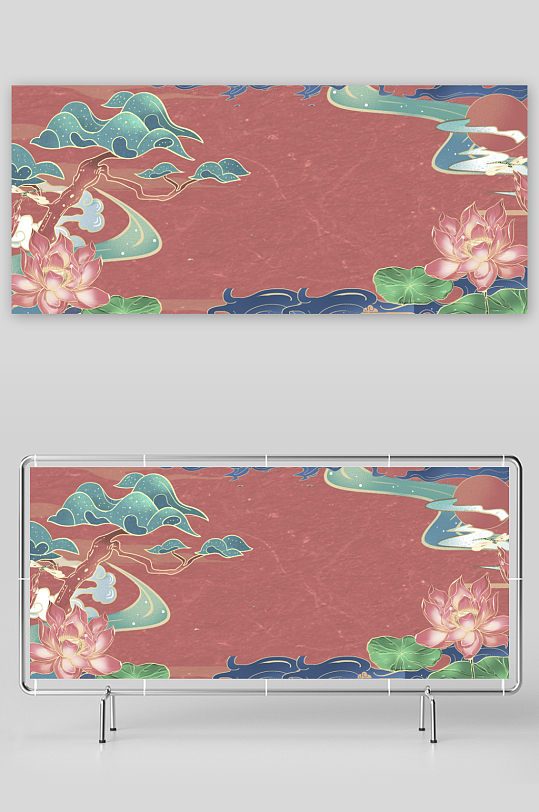 水墨莲花荷花风景画装饰画素材-众图网