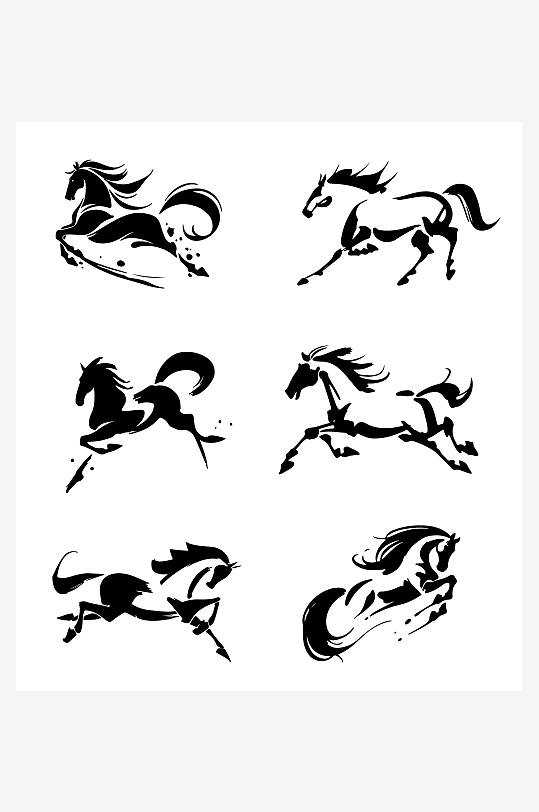 马年水墨风元素免抠矢量图-众图网