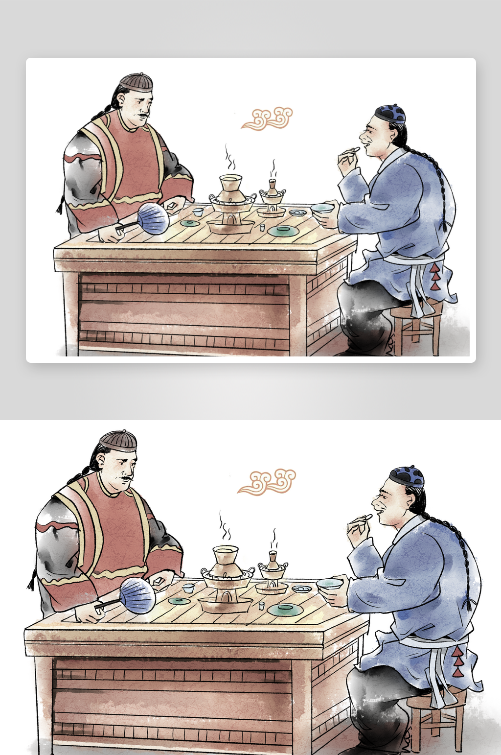 古风美食人物插画素材素材