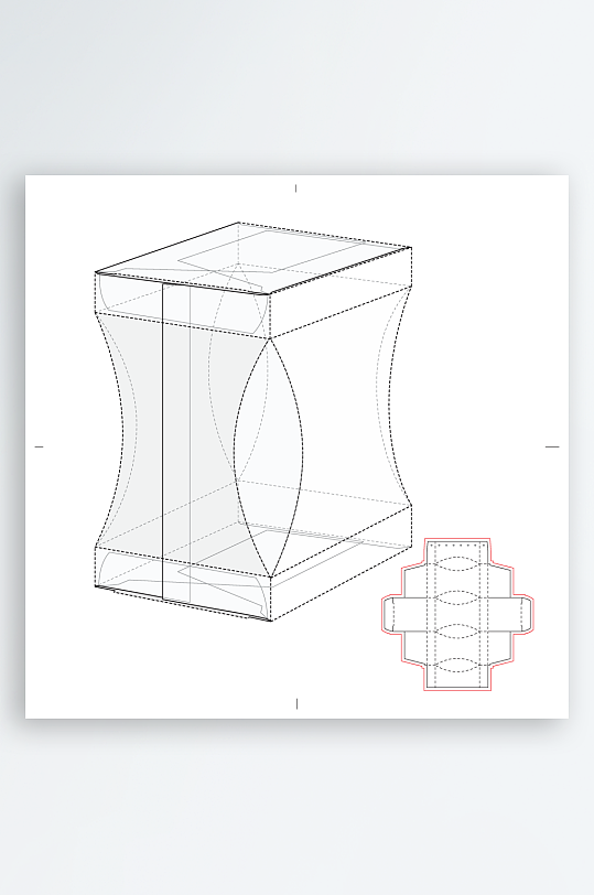 包装盒与结构展开设计图-众图网