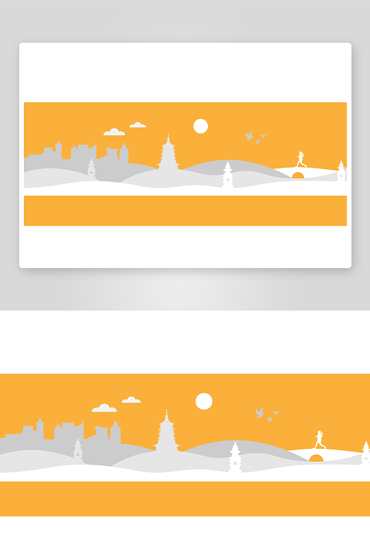 三潭印月雷峰塔白堤断桥矢量剪影-众图网