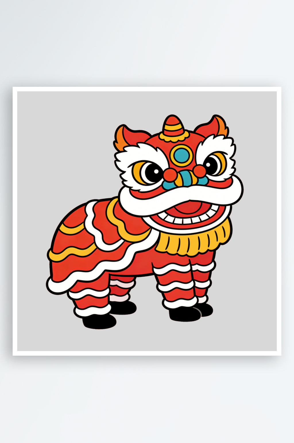 元旦春节新年卡通简约贴纸素材素材