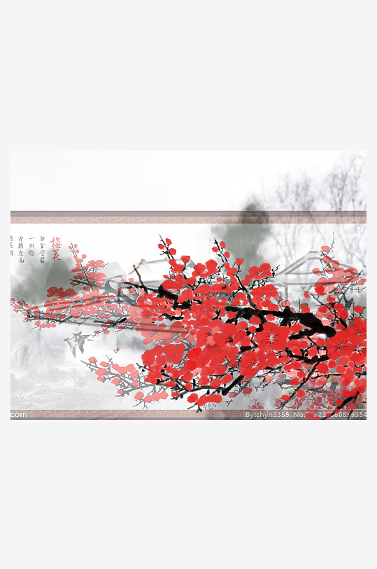 中式花卉风景画装饰画-众图网