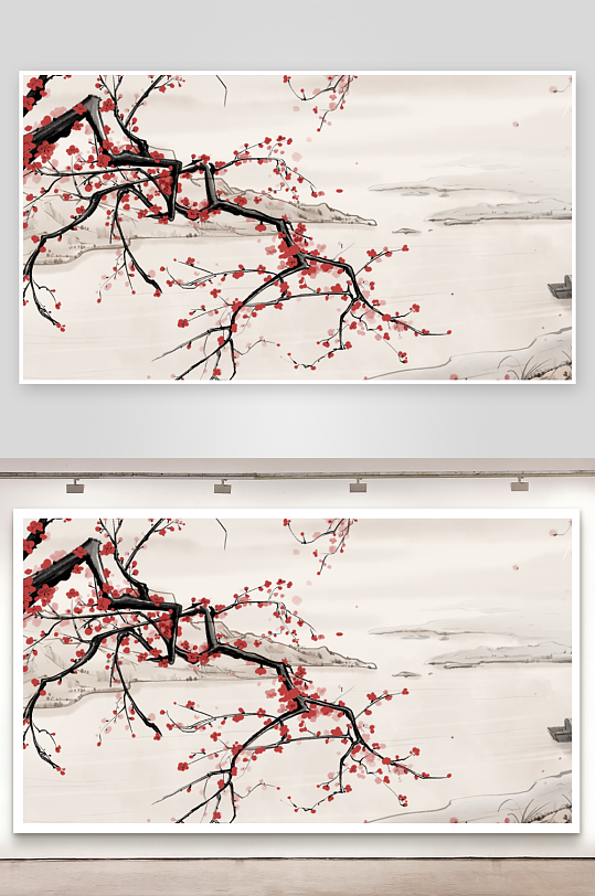 中式花卉风景画装饰画-众图网