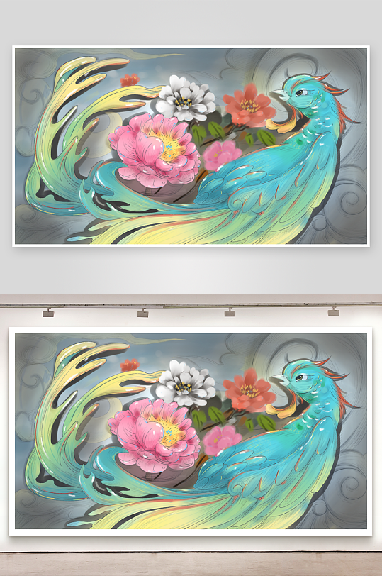 中式花卉风景画装饰画-众图网