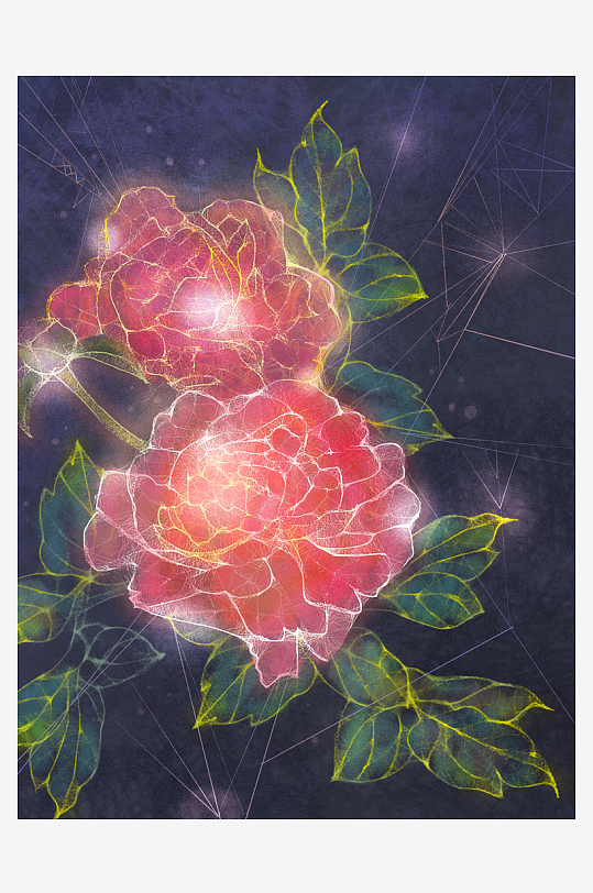 古风花卉风景画插画-众图网