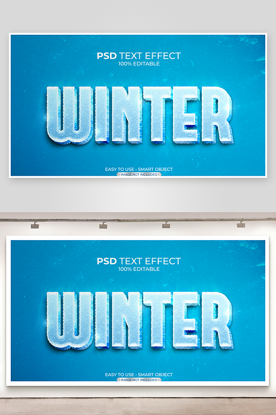 ps3D冰冻冰块冰雪冰块字体效果智能样机-众图网