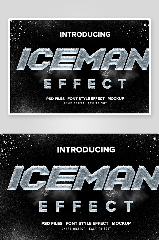 ps3D冰冻冰块冰雪冰块字体效果智能样机-众图网