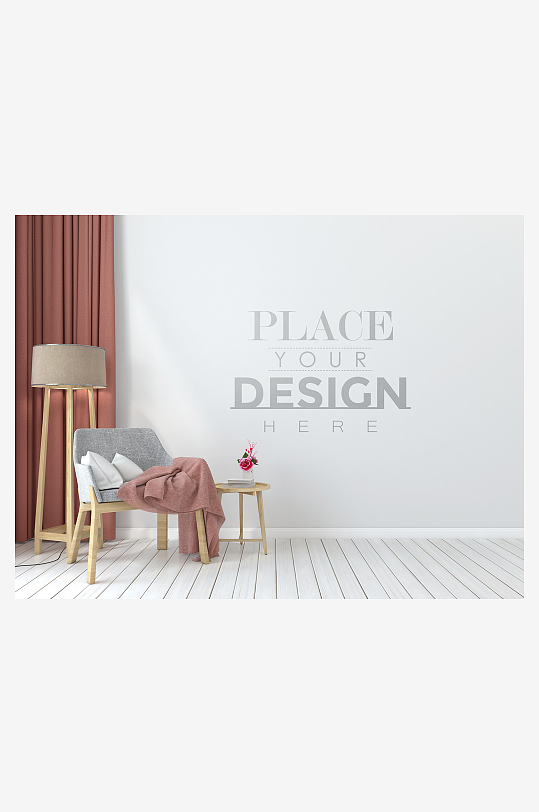 ps欧式轻奢单人沙发样机现代家具布艺家居-众图网