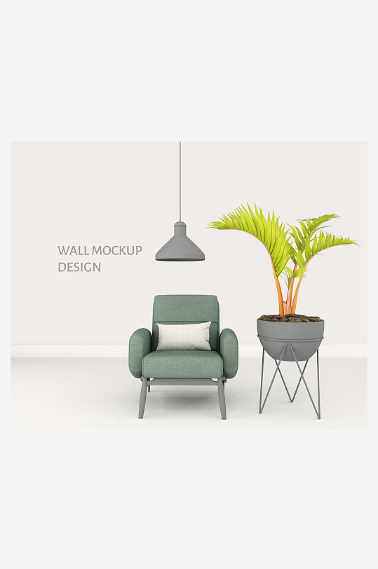 ps欧式轻奢单人沙发样机现代家具布艺家居-众图网