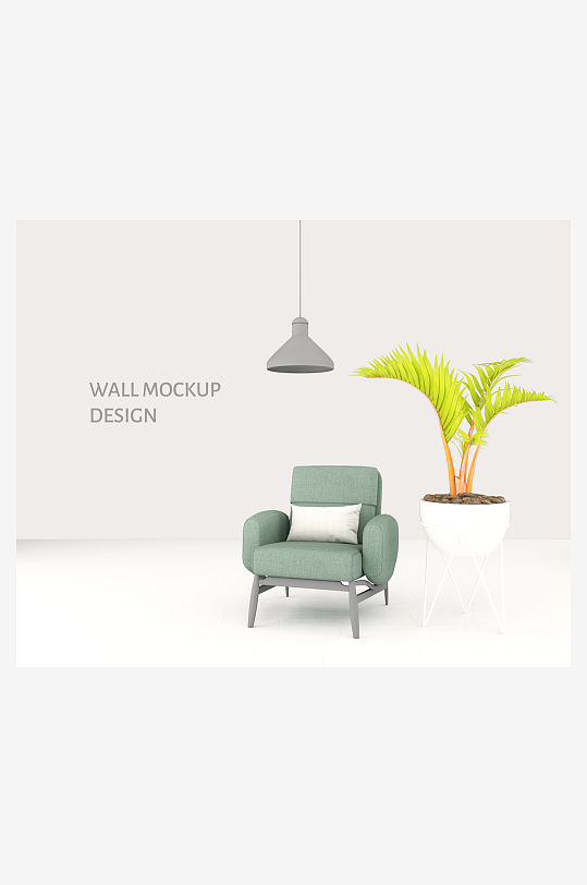 ps欧式轻奢单人沙发样机现代家具布艺家居-众图网