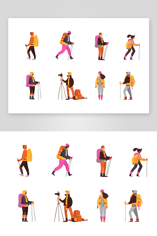 矢量徒步探险插画-众图网