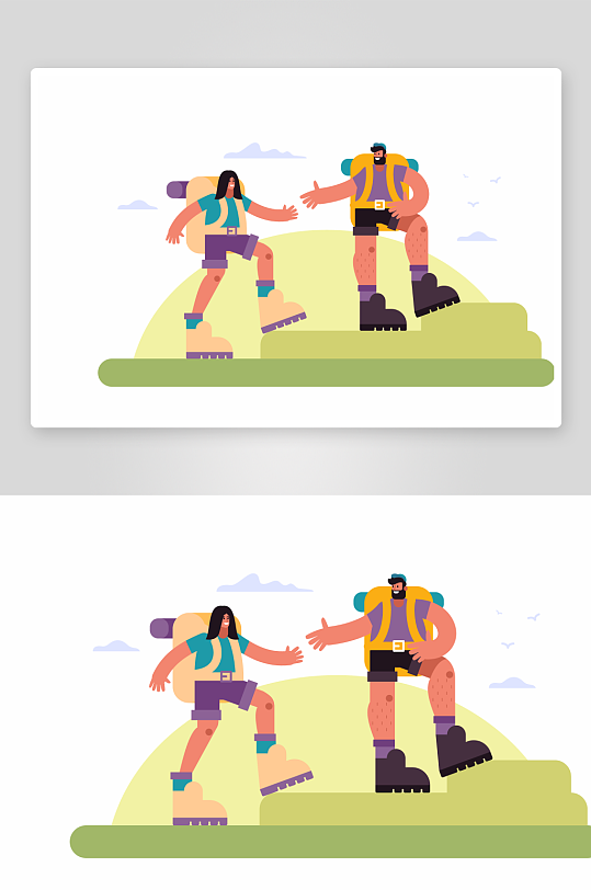 矢量徒步探险插画-众图网