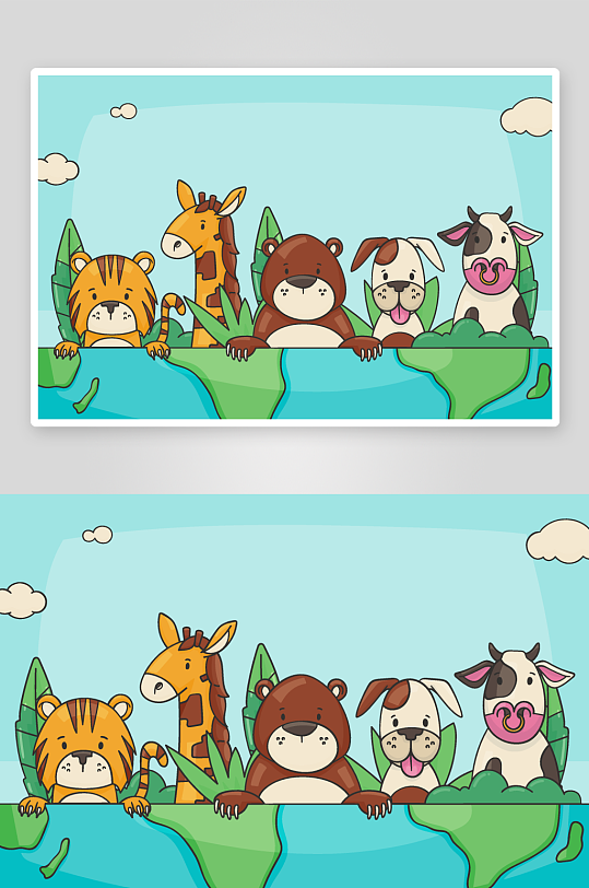 矢量森林动物插画素材-众图网