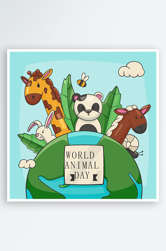 矢量森林动物插画素材-众图网