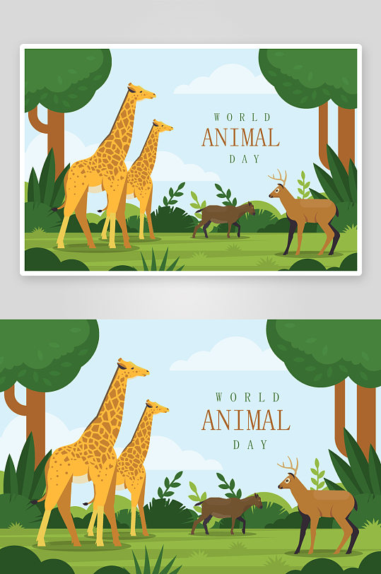 矢量森林动物插画素材-众图网