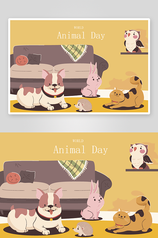 矢量森林动物插画-众图网