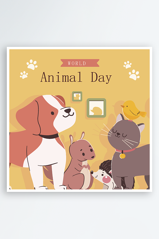 矢量森林动物插画-众图网