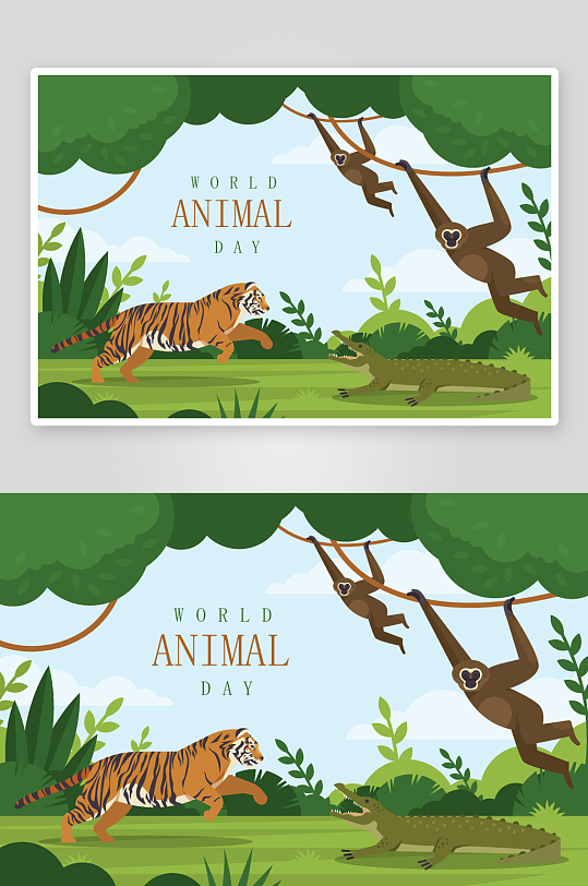 矢量森林动物插画-众图网