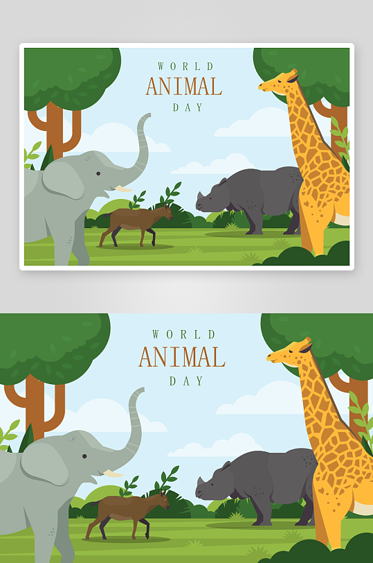 矢量森林动物插画-众图网