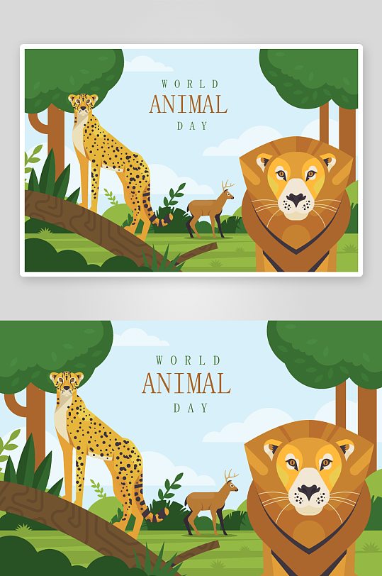 矢量森林动物插画-众图网