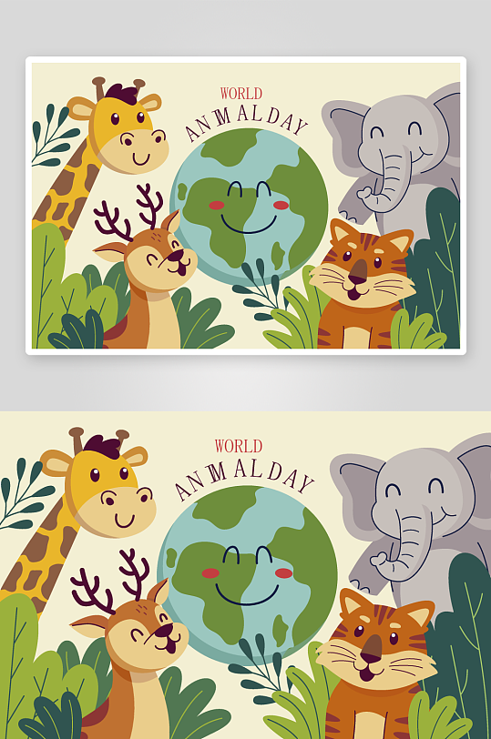 矢量森林动物插画-众图网