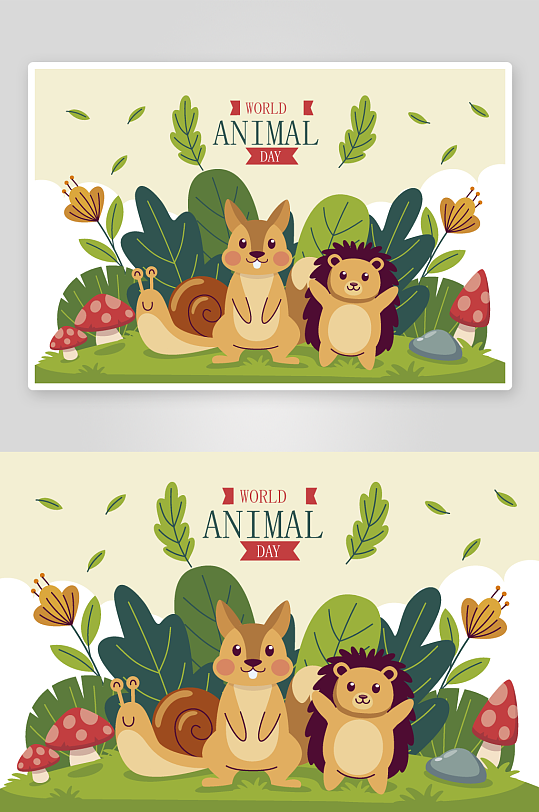 矢量森林动物插画素材-众图网