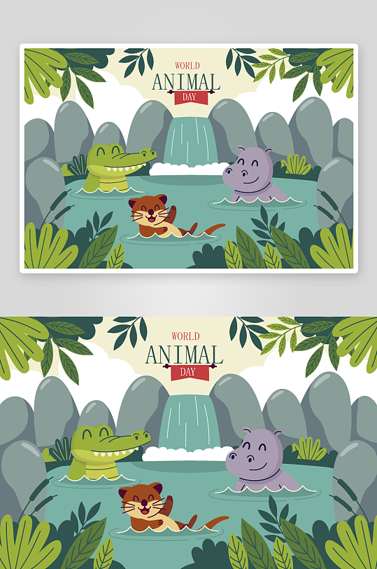 矢量森林动物插画素材-众图网