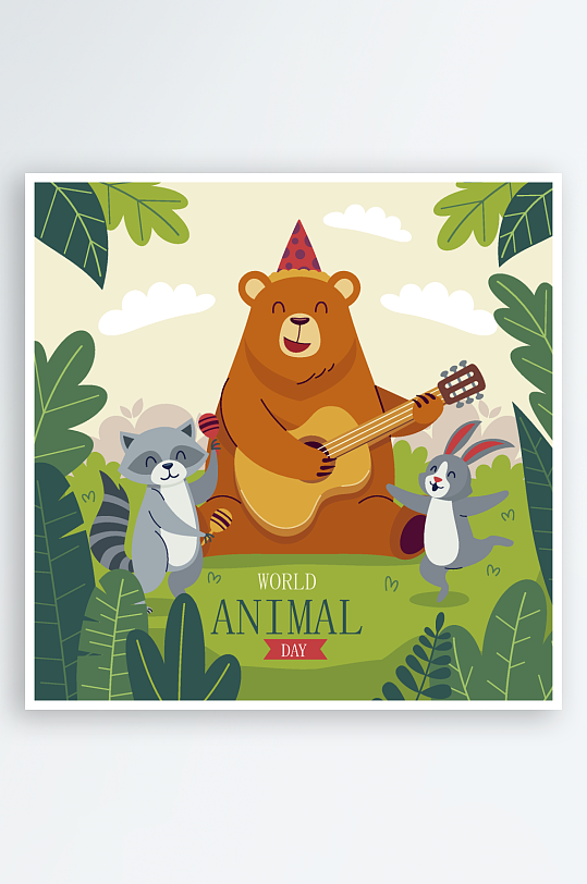 矢量森林动物插画素材-众图网