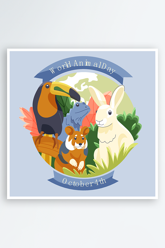 矢量森林动物插画素材-众图网