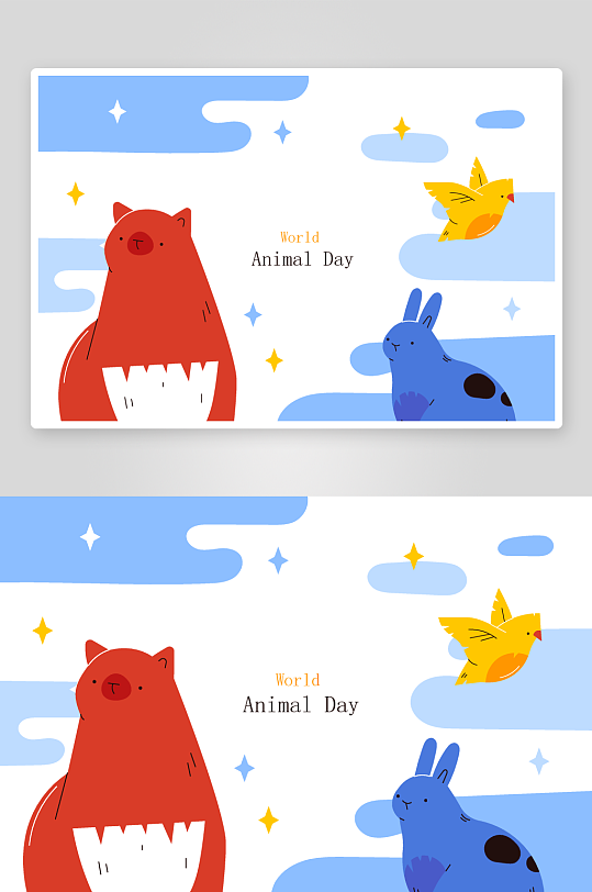 矢量森林动物插画素材-众图网