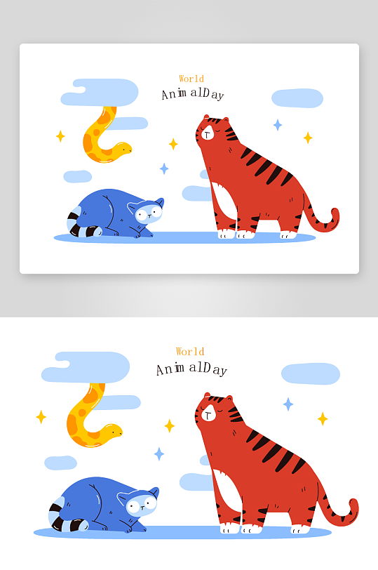 矢量森林动物插画模板素材-众图网