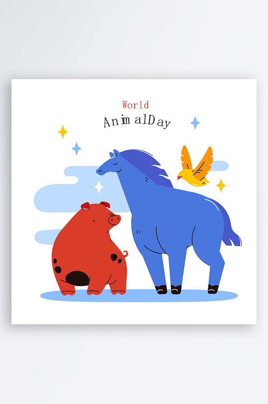 矢量森林动物插画模板素材-众图网