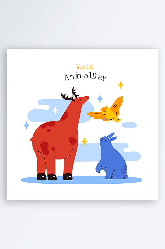 矢量森林动物插画模板素材-众图网