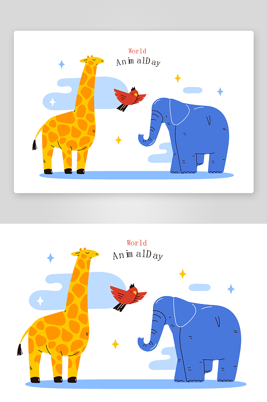 矢量森林动物插画模板素材-众图网