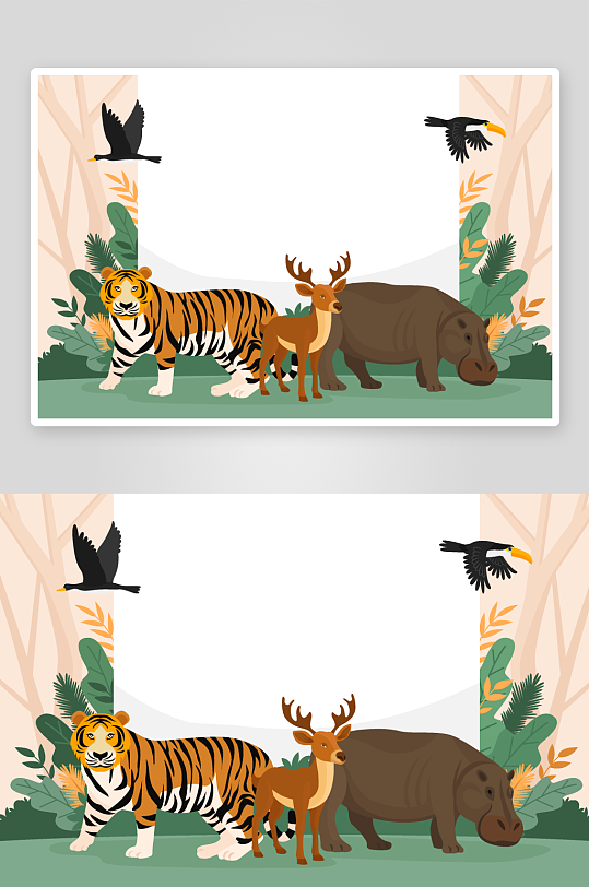 矢量森林动物插画模板素材-众图网