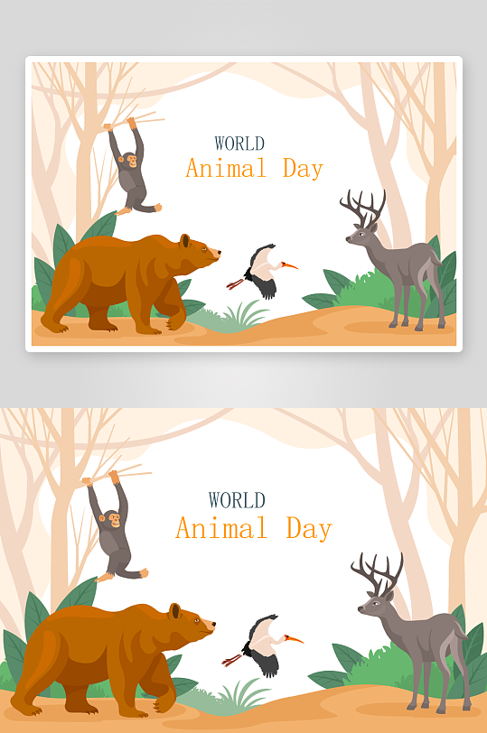 矢量森林动物插画模板素材-众图网