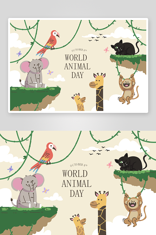 矢量森林动物插画模板素材-众图网