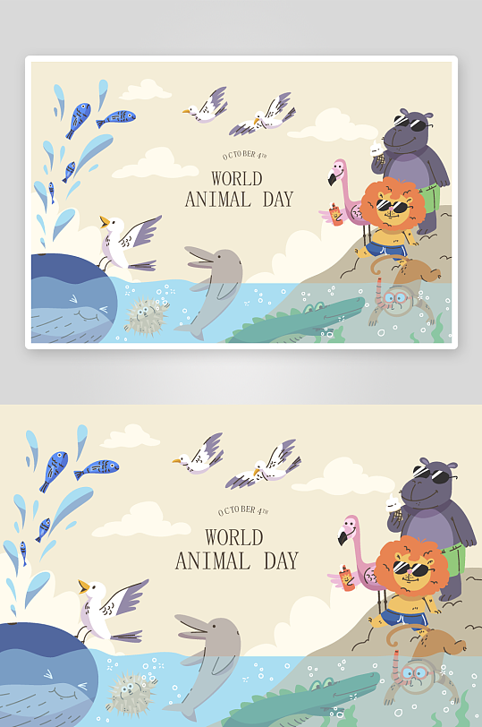 矢量森林动物插画模板素材-众图网