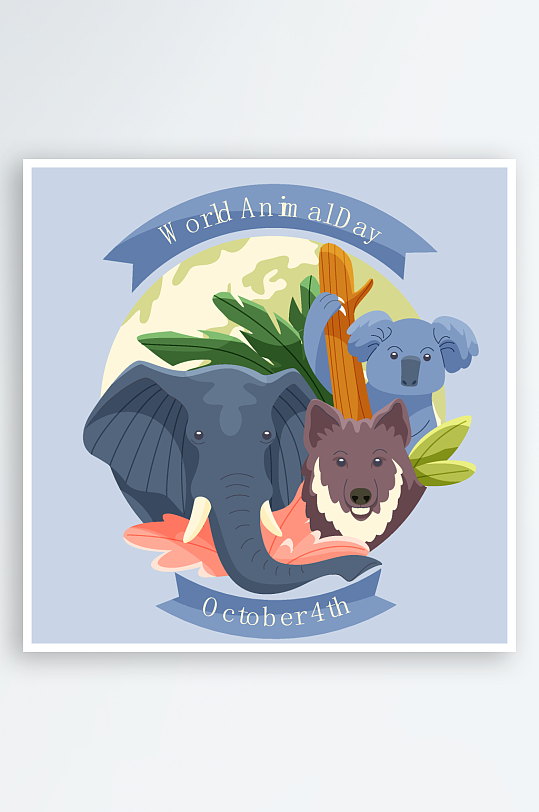 矢量森林动物插画模板-众图网