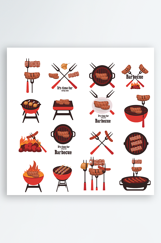 矢量烧烤插画素材-众图网