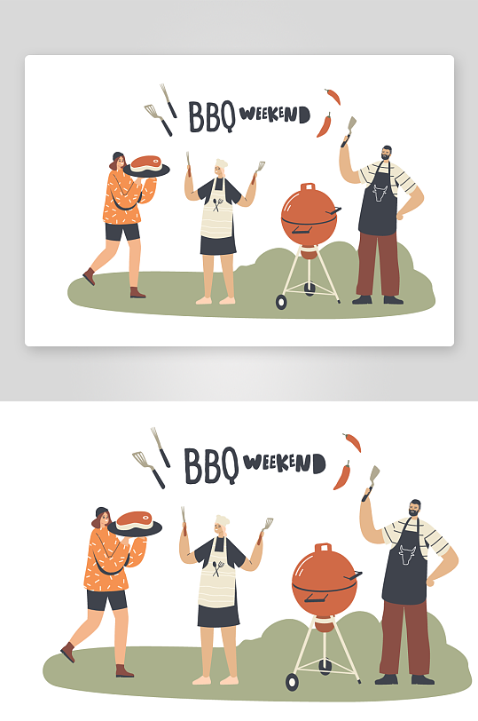 矢量烧烤插画素材-众图网