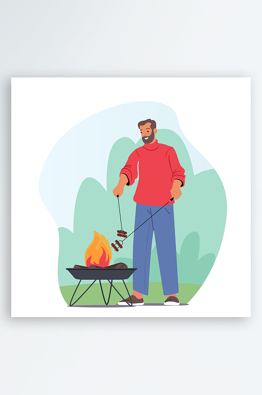 矢量烧烤插画素材-众图网