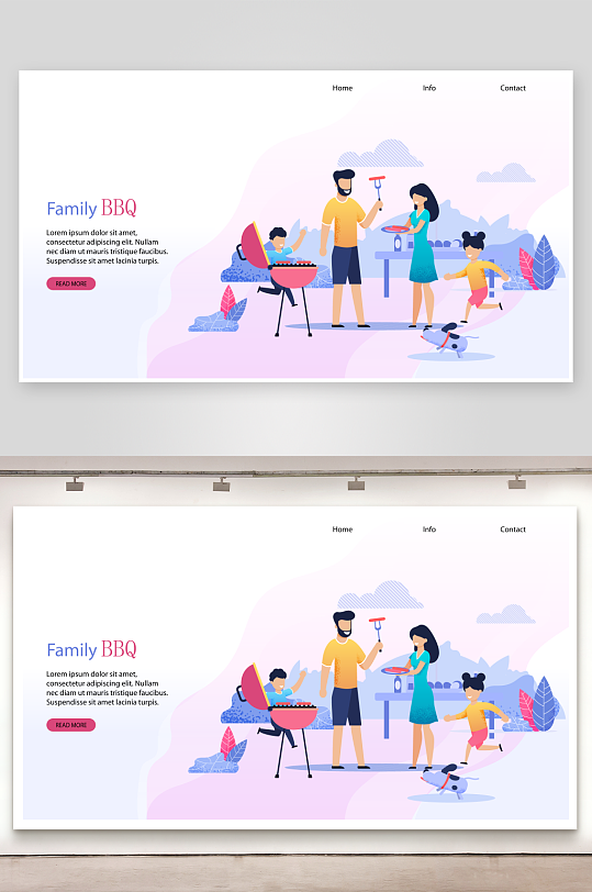 矢量水彩烧烤插画模板-众图网