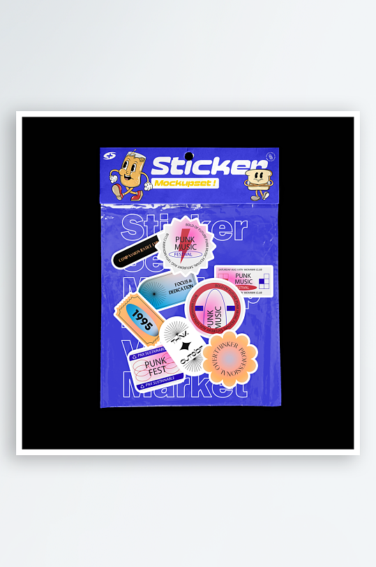 潮流透明酸性塑料袋异形自定义贴纸文创样机-众图网